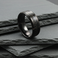 The Arcturus - 8mm Black Tungsten & Carbon Fibre Ring
