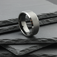 The Cassiopeia - 8mm Brushed Tungsten Bevelled Edge Ring