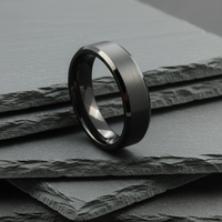 The Perseus - 6mm Brushed Black Tungsten Bevelled Edge Ring
