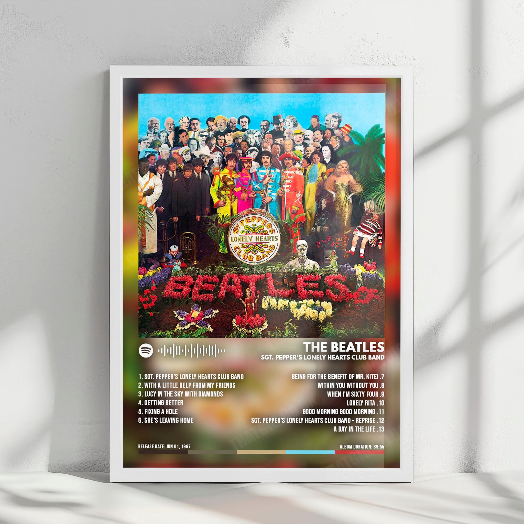 The Beatles "Sgt. Pepper's Lonely Hearts Club Band" Album Cover Poster - with Complete Tracklist