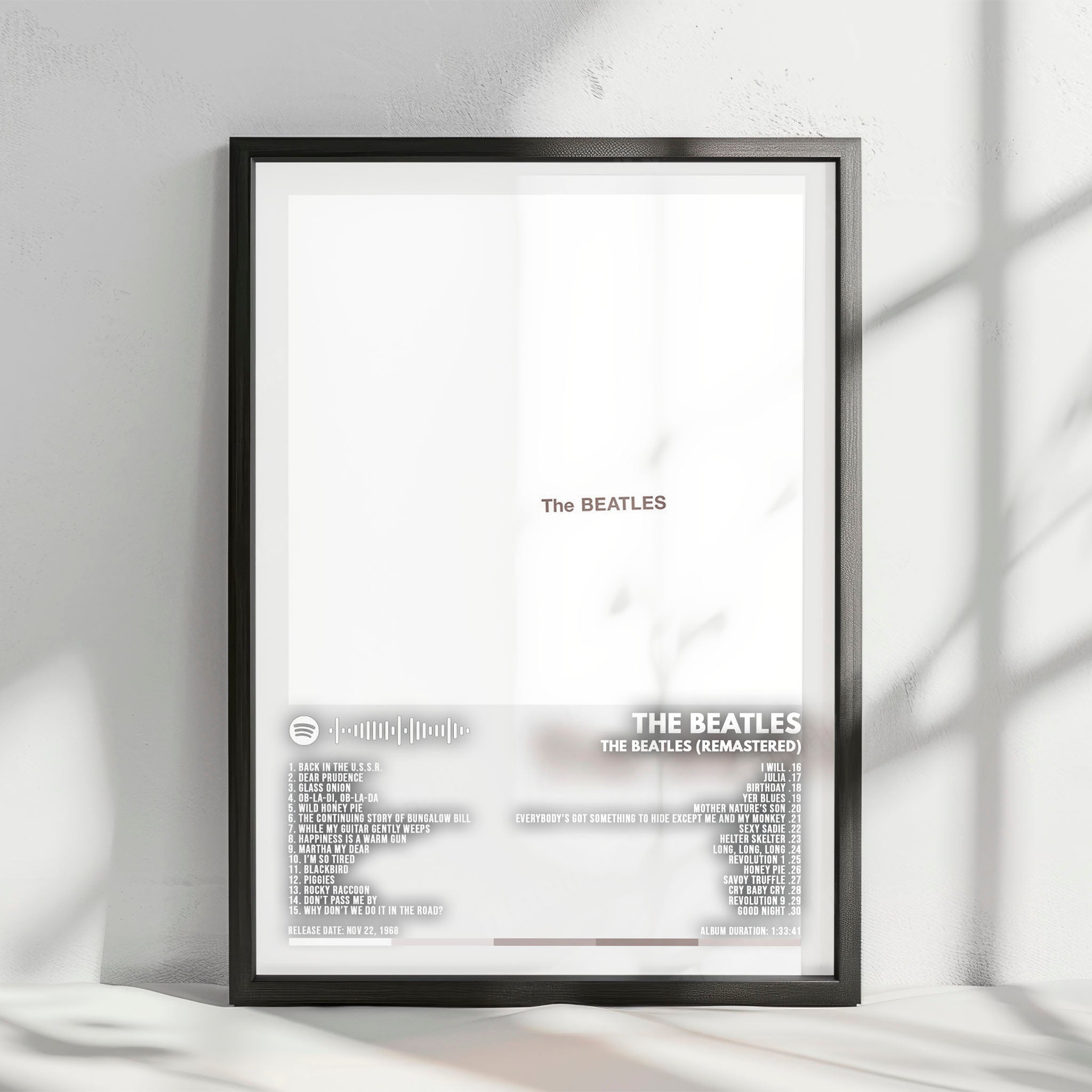 The Beatles "The White Album" Album Cover Poster - with Complete Tracklist