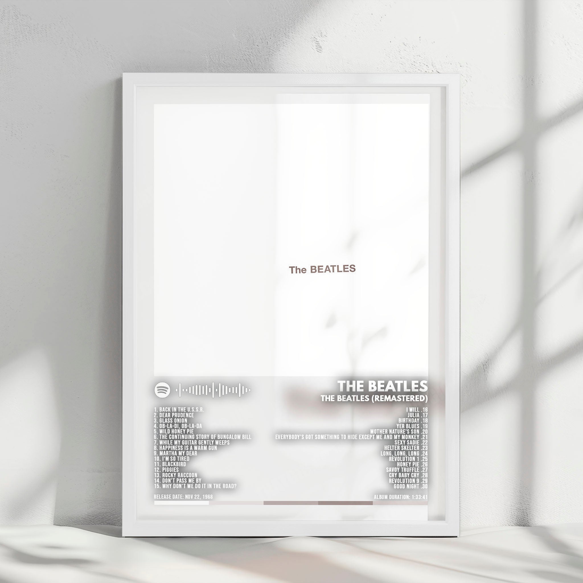 The Beatles "The White Album" Album Cover Poster - with Complete Tracklist