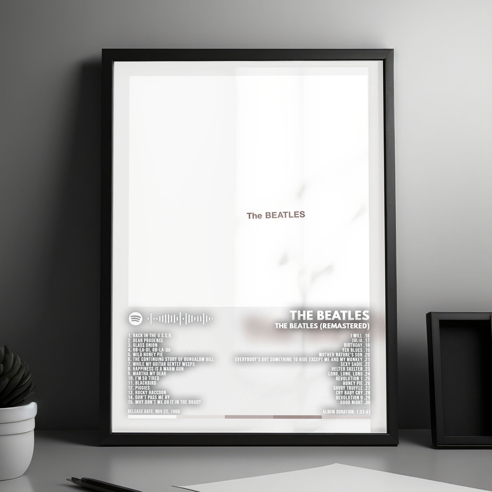 The Beatles "The White Album" Album Cover Poster - with Complete Tracklist