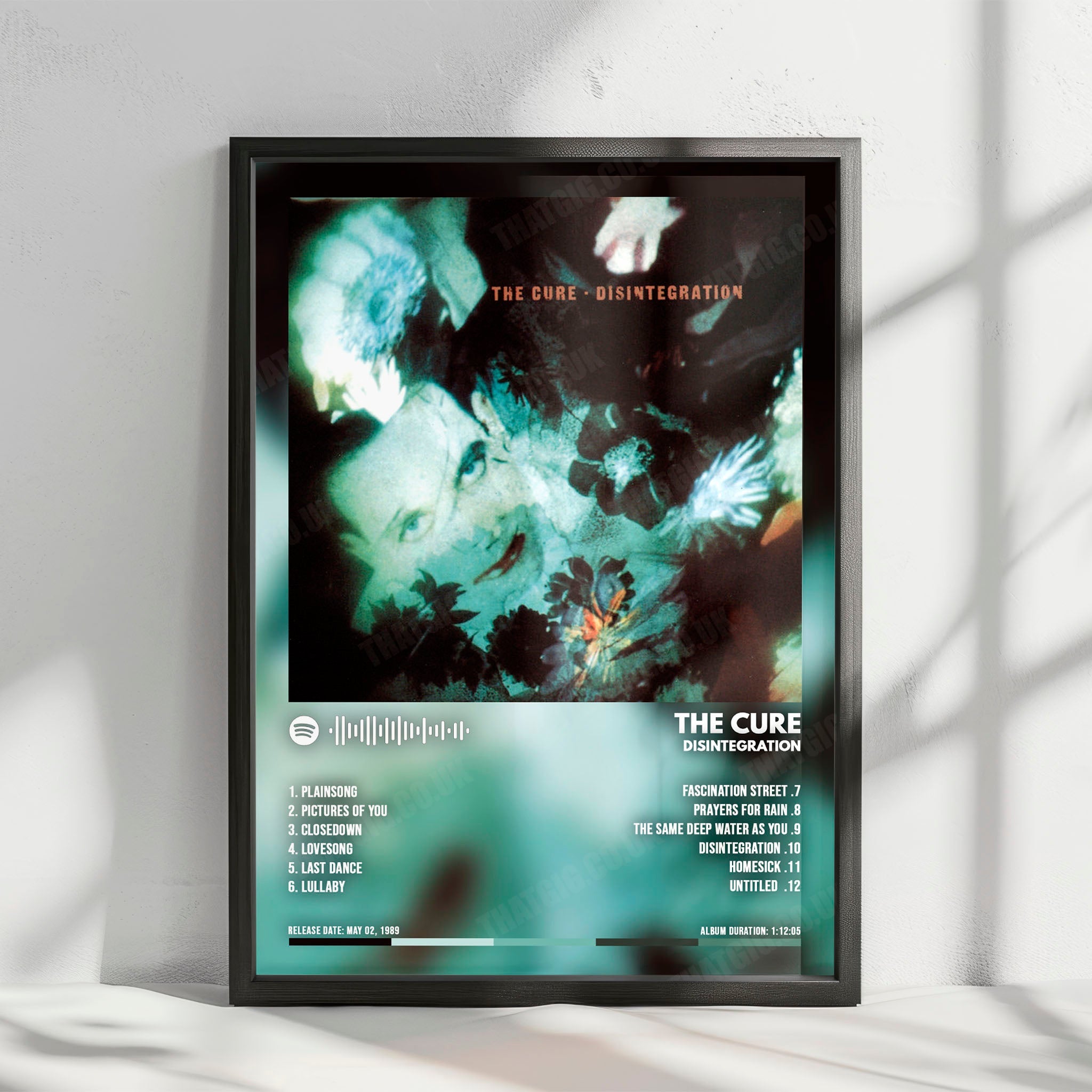 The Cure "Disintegration" Album Cover Poster - with Complete Tracklist