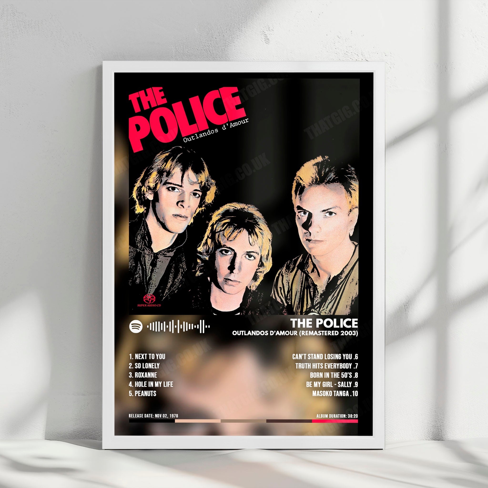 The Police "Outlandos d'Amour" Album Cover Poster - with Complete Tracklist