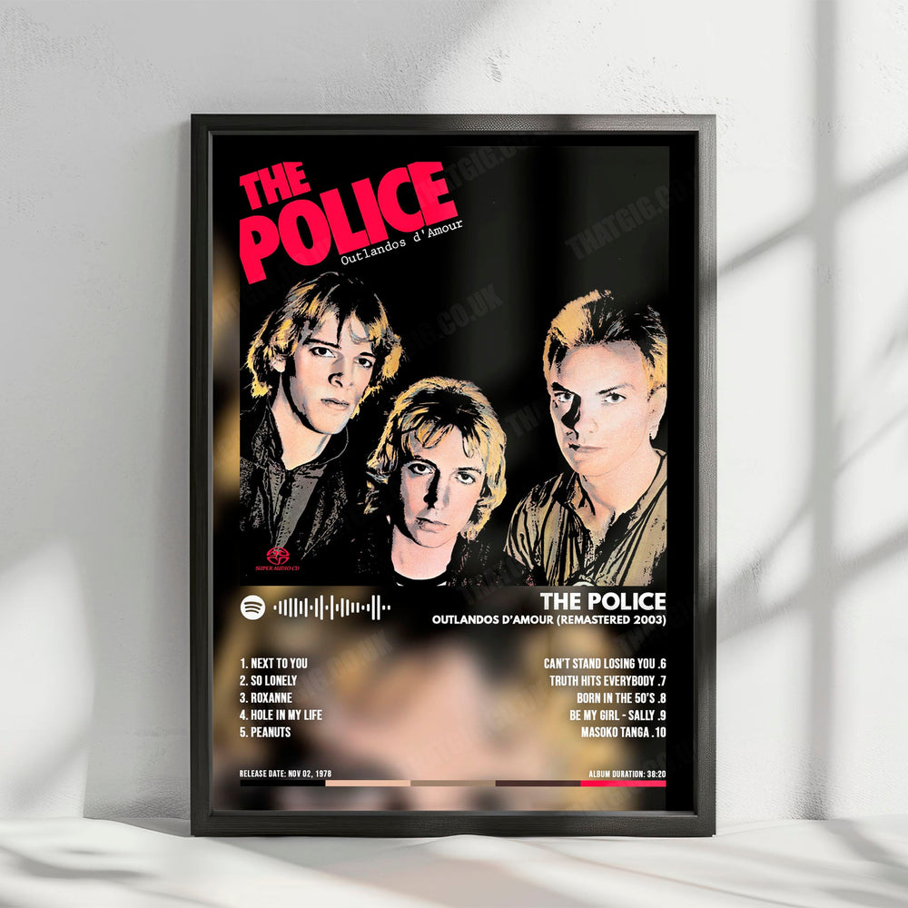 The Police "Outlandos d'Amour" Album Cover Poster - with Complete Tracklist
