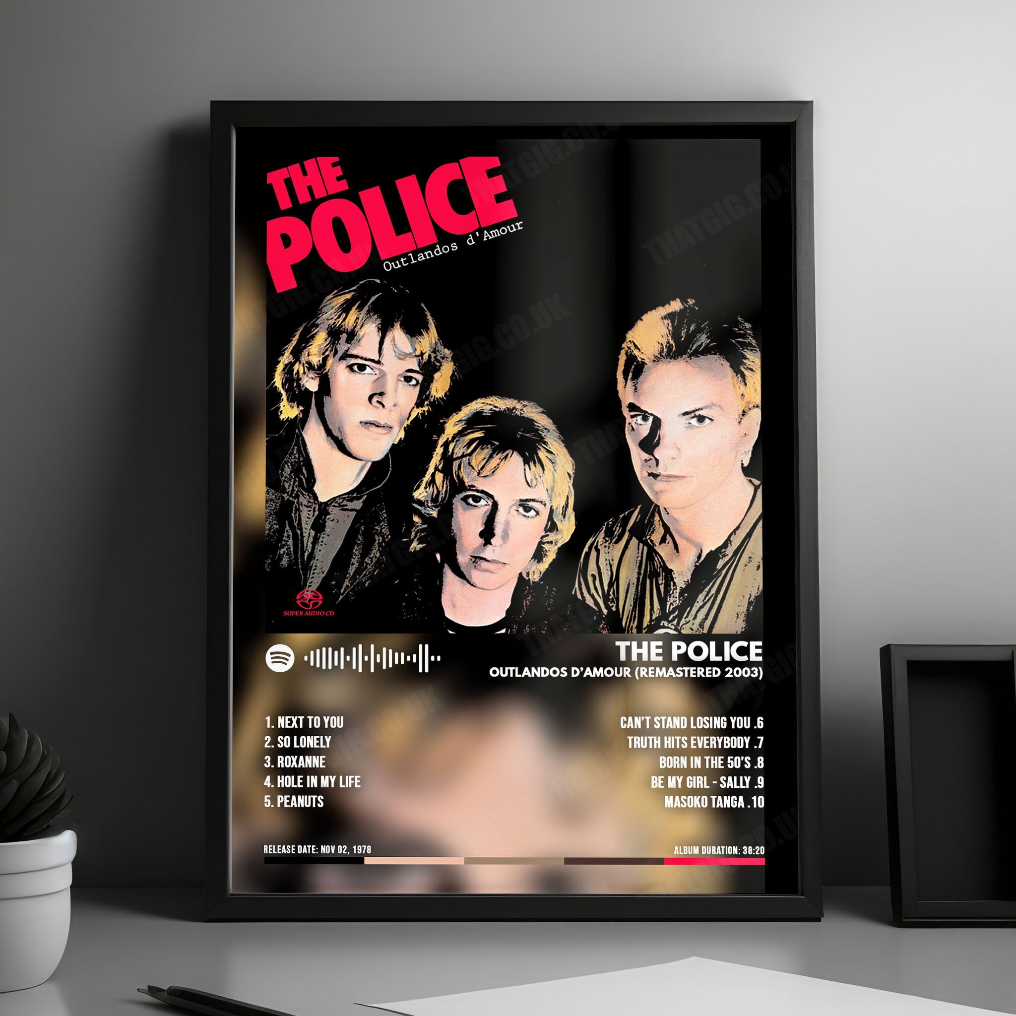 The Police "Outlandos d'Amour" Album Cover Poster - with Complete Tracklist