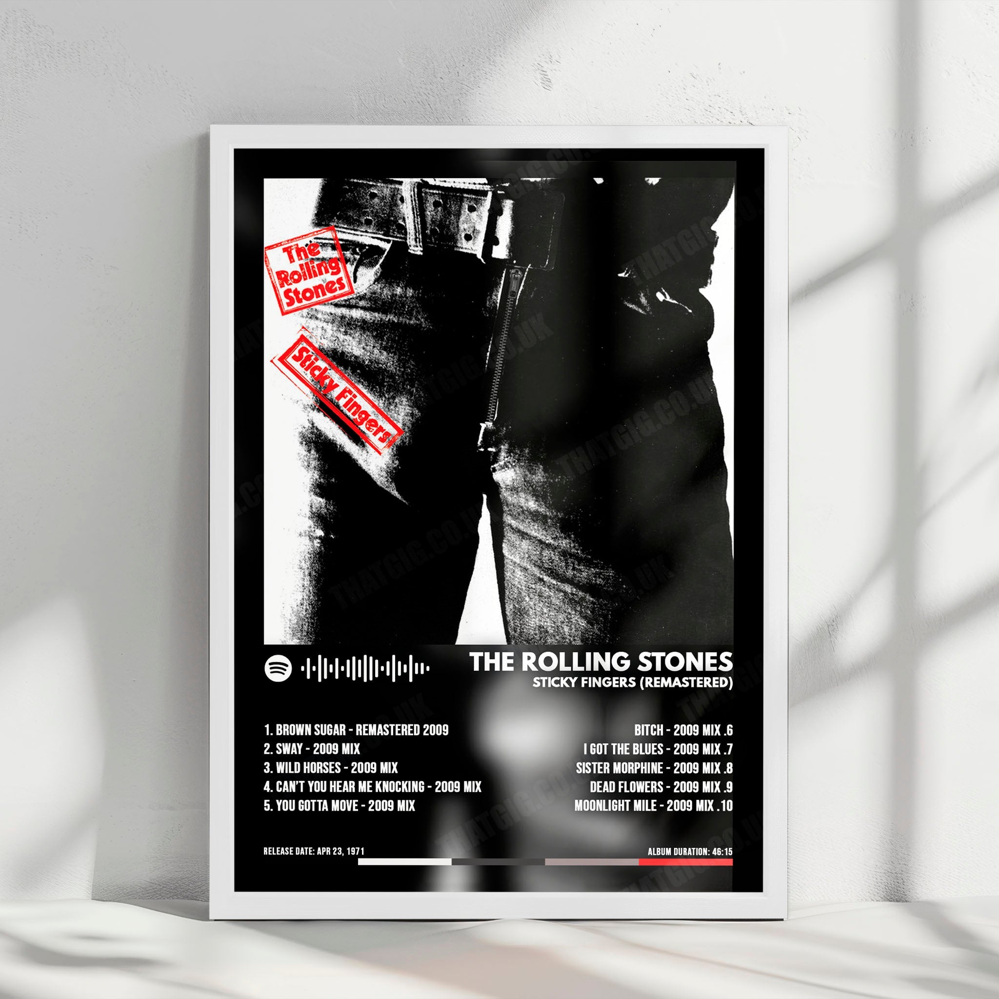 The Rolling Stones "Sticky Fingers" Album Cover Poster - with Complete Tracklist