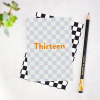 Thirteen Checkerboard Birthday Card for a Stylish 13th Celebration
