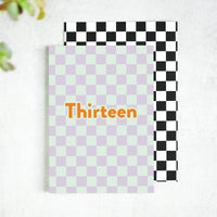 Thirteen Checkerboard Birthday Card for a Stylish 13th Celebration