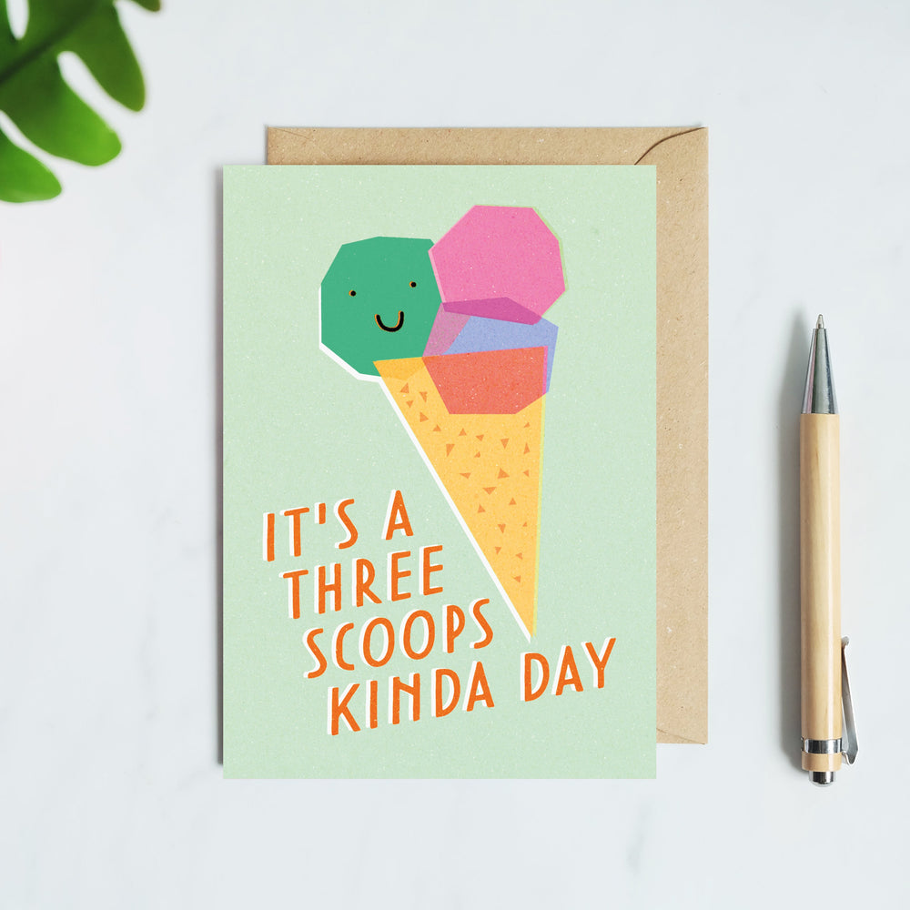 Three Scoops Birthday Card for Ice Cream Lovers