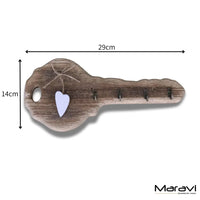 Torani Rustic Wooden Key Holder with Vintage Key Design