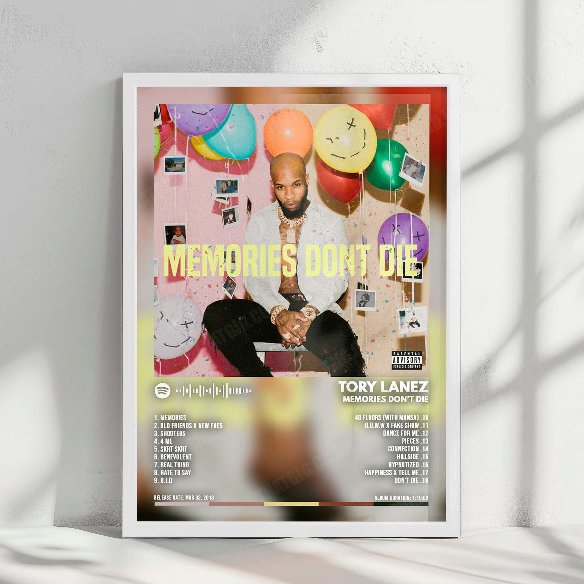 Tory Lanez "Memories Don't Die" Album Cover Poster - with Complete Tracklist