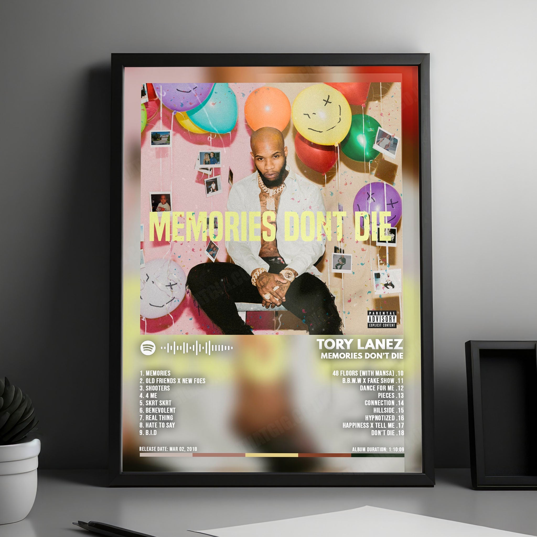 Tory Lanez "Memories Don't Die" Album Cover Poster - with Complete Tracklist