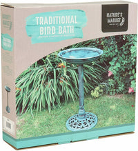 Traditional Freestanding Bird Bath Tall Weatherproof Resin Garden Ornament