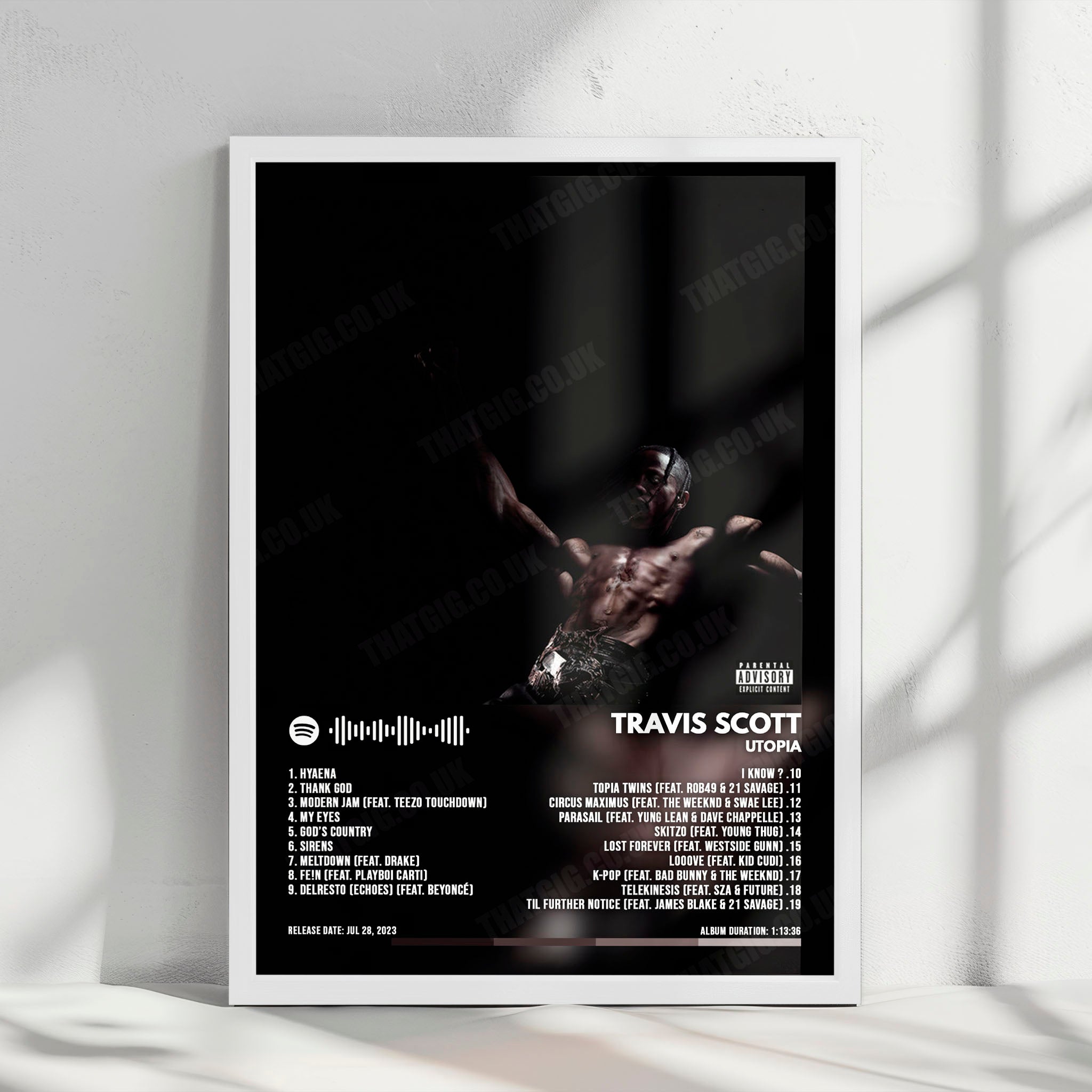 Travis Scott - Utopia Album Poster - with Complete Tracklist