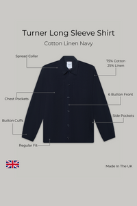 Turner Long Sleeve Jacket - Cotton Linen Navy