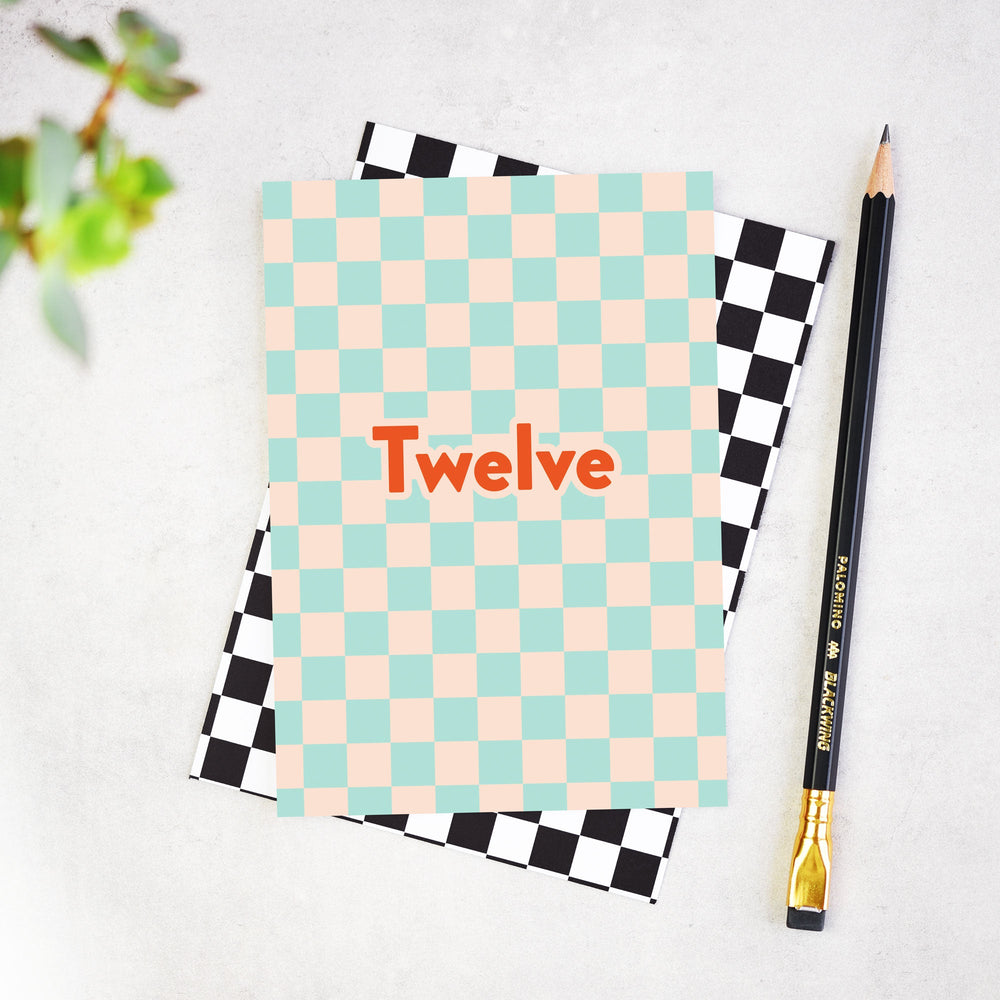 Twelve Checkerboard Birthday Card for 12th Birthdays
