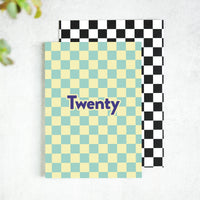 Twenty Checkerboard 20th Birthday Card - Stylish & Eco-Friendly Celebratory Design