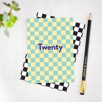 Twenty Checkerboard 20th Birthday Card - Stylish & Eco-Friendly Celebratory Design