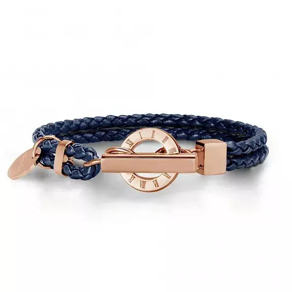 Unisex Blue Leather Braided Bracelet