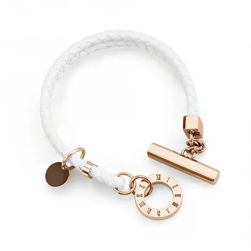 Unisex White Leather Braided Bracelet