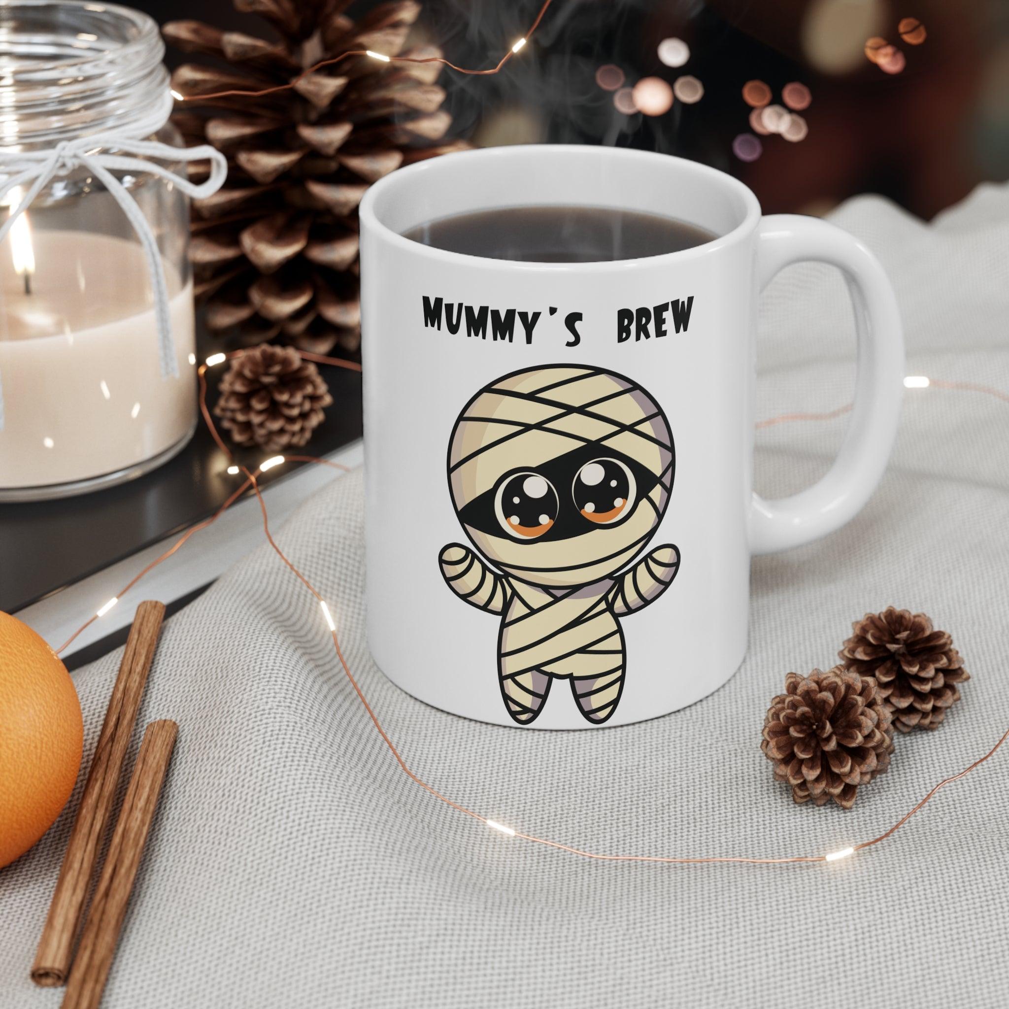 Mummy’s Brew – Cartoon Halloween Mummy Ceramic Mug (11 oz)