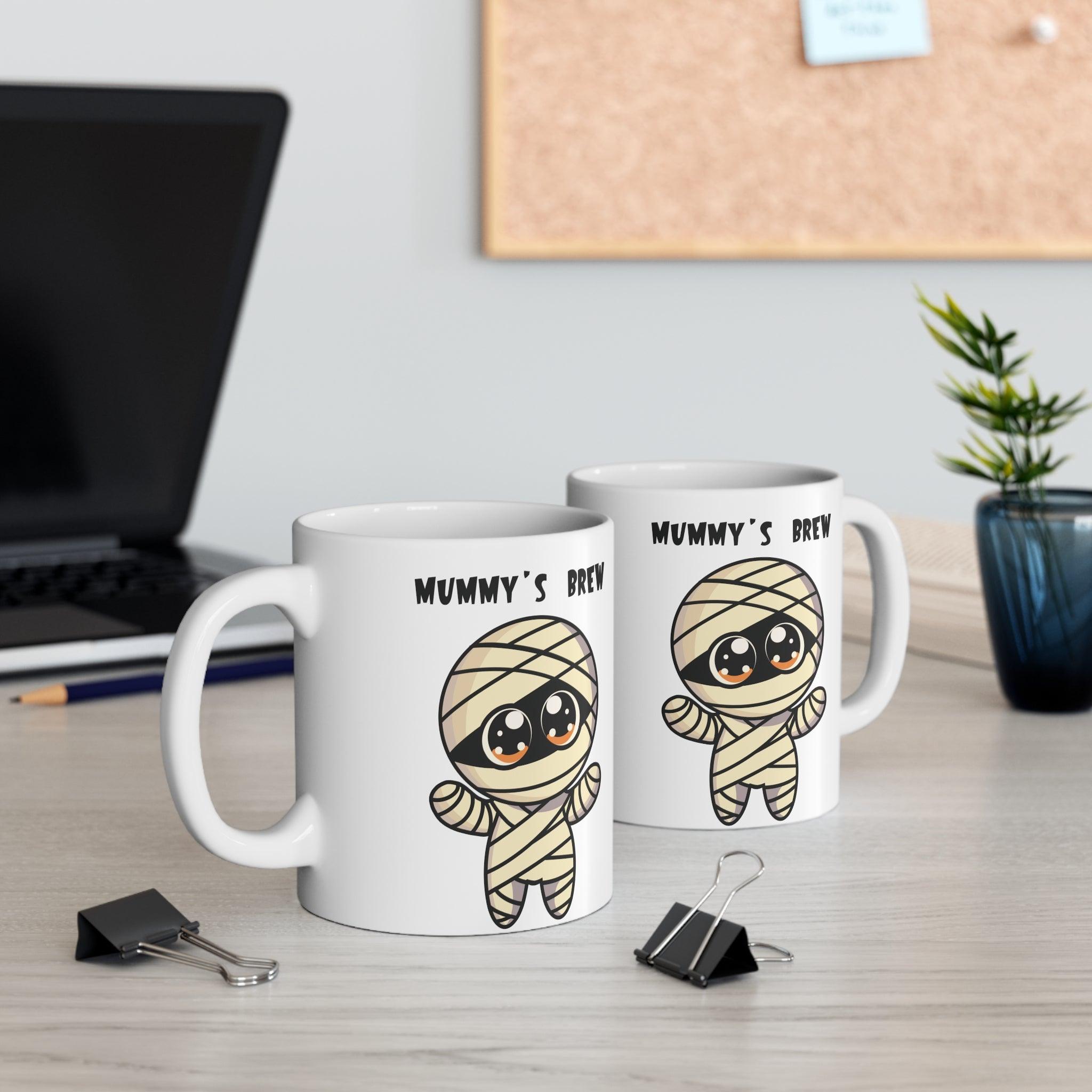 Mummy’s Brew – Cartoon Halloween Mummy Ceramic Mug (11 oz)