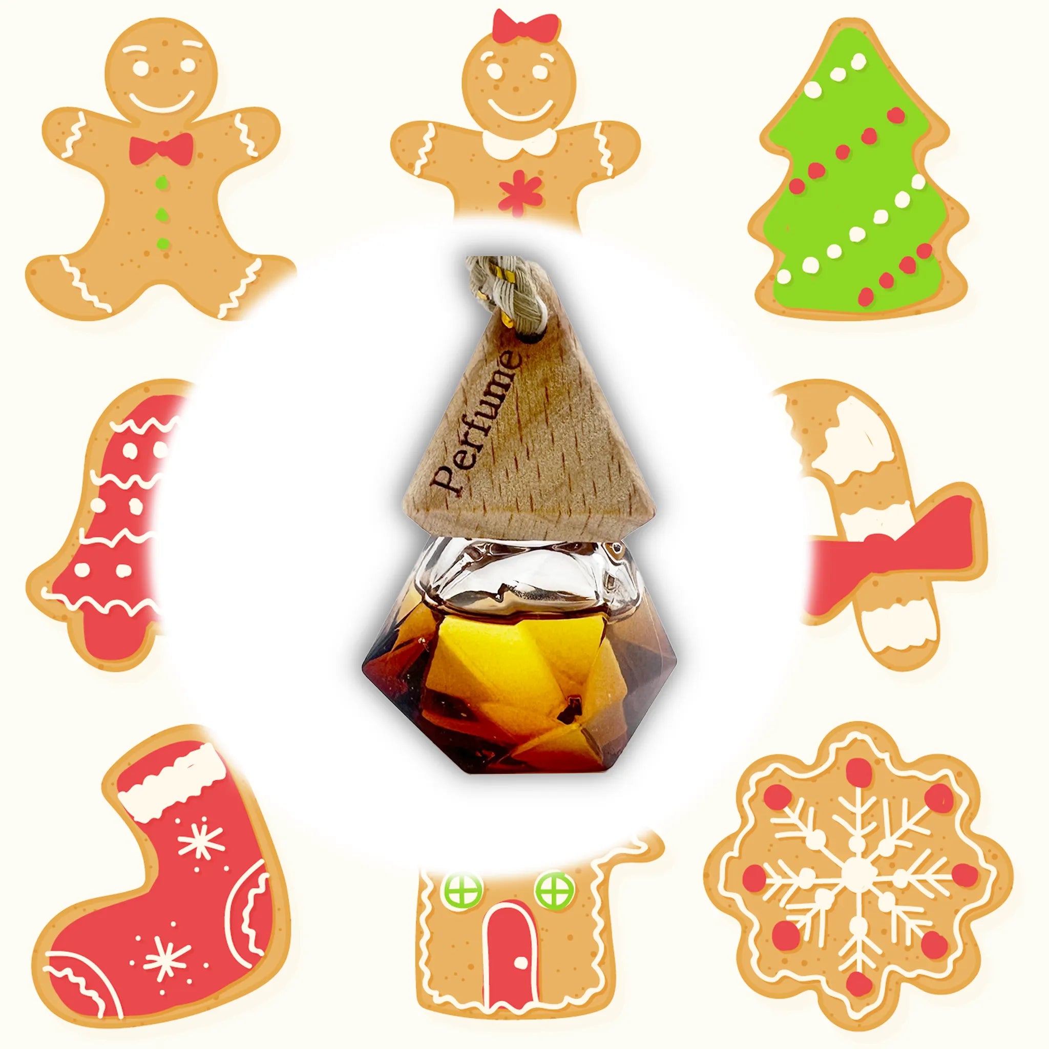 Christmas Cookie Car Air Freshener - Hanging Diffuser for Auto & Home
