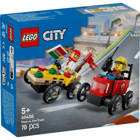 Lego City 60458 Pizza Vs. Fire Truck Race Car Pack for Ages 5 and Up