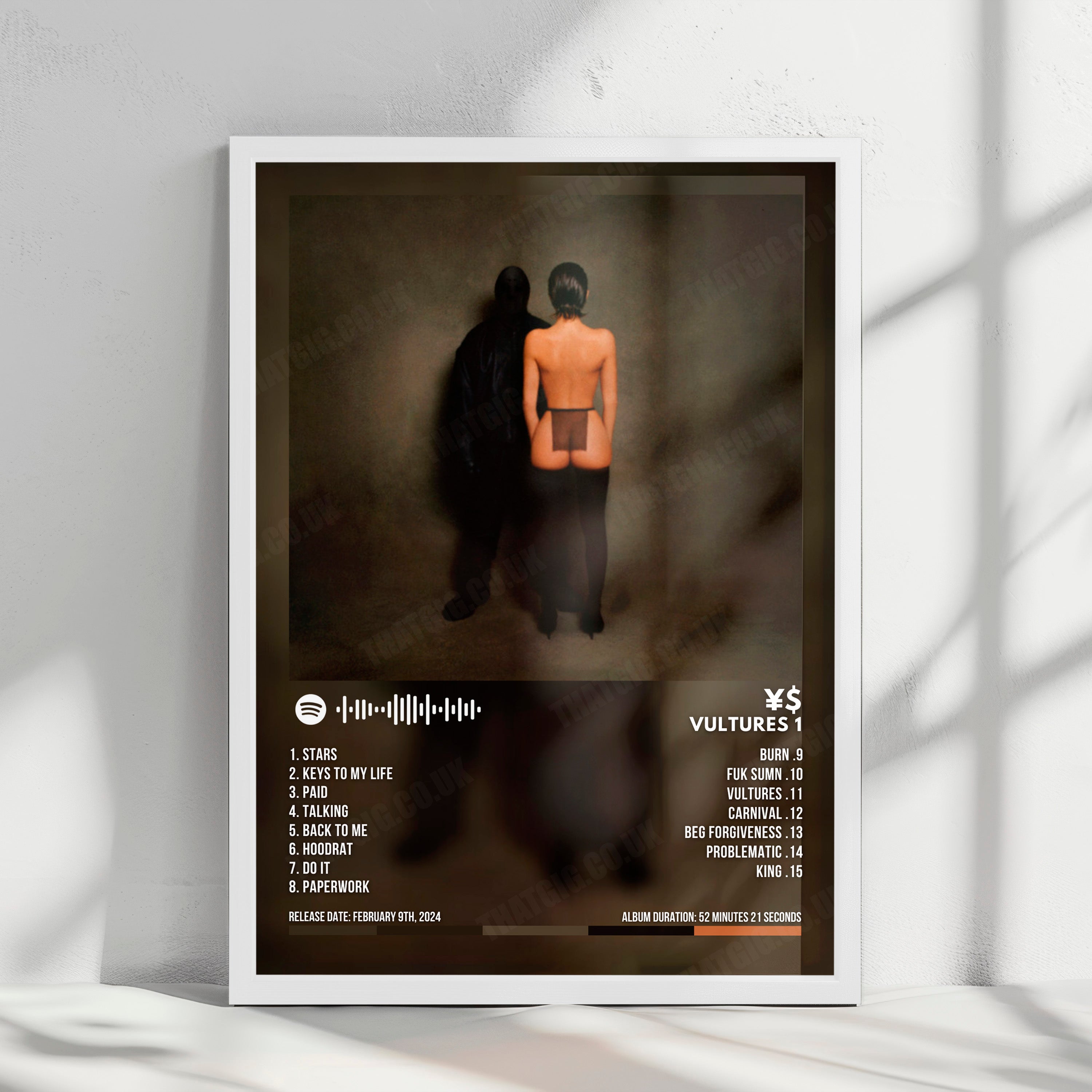 ¥$ "Vultures 1" Album Cover Poster - with Complete Tracklist