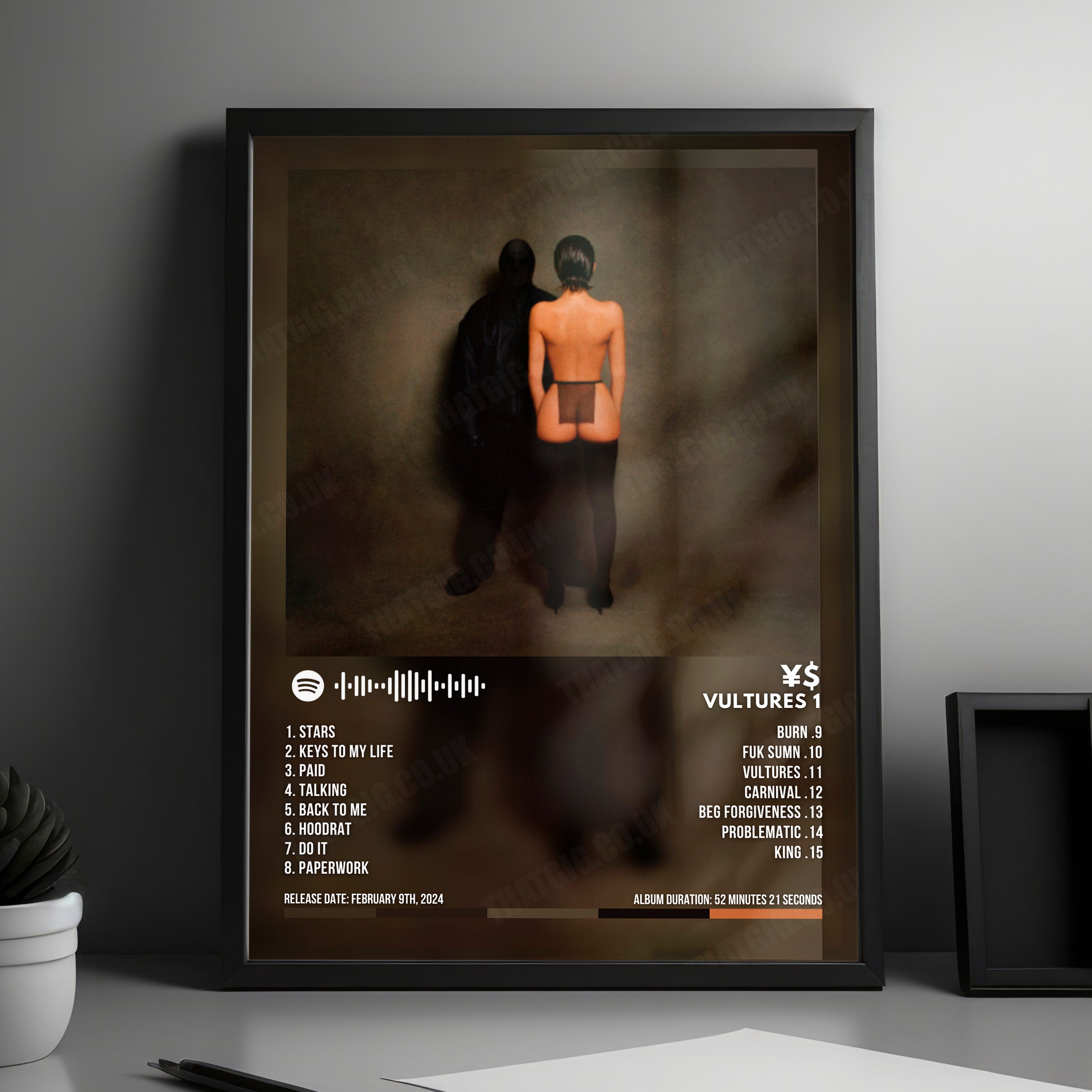 ¥$ "Vultures 1" Album Cover Poster - with Complete Tracklist