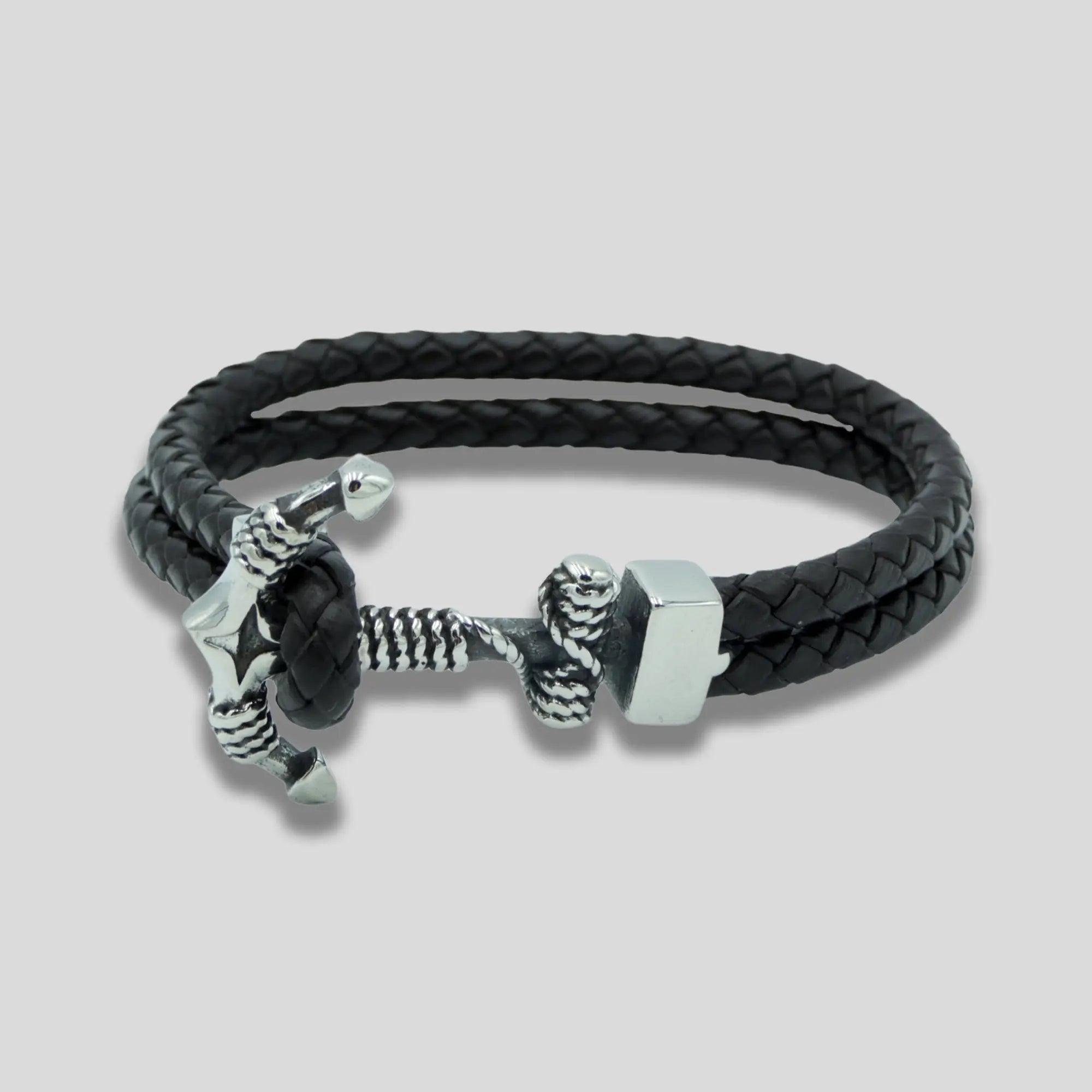 Viking Anchor Braided Bracelet - Brown