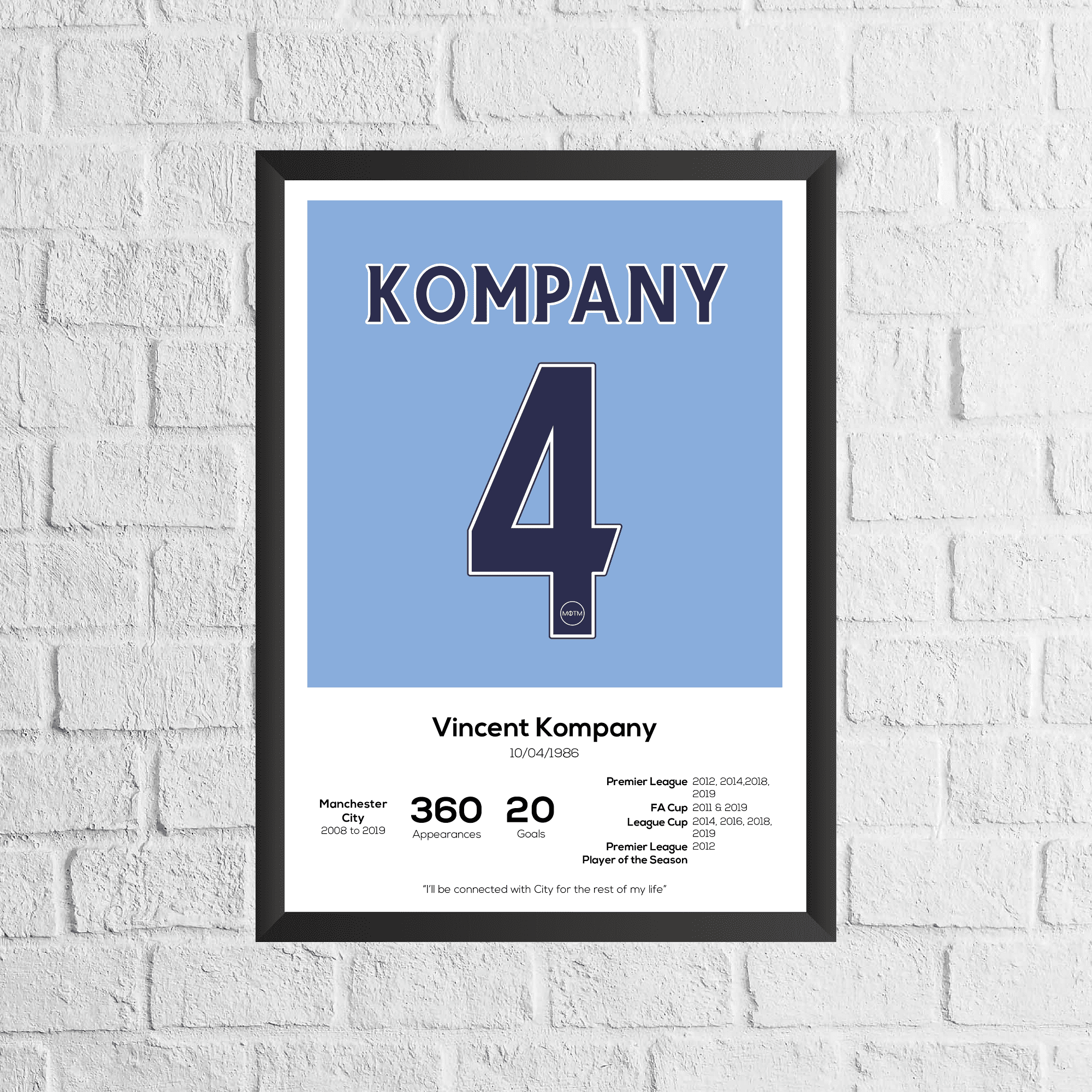 Vincent Kompany Legend Stats Print