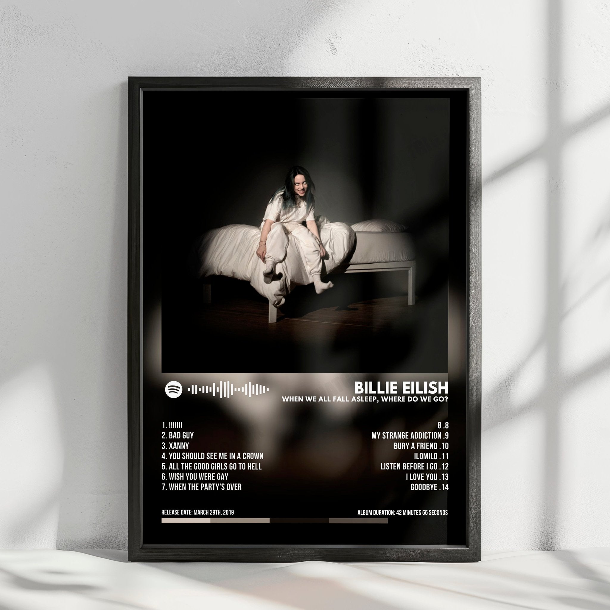 Billie Eilish "WHEN WE ALL FALL ASLEEP, WHERE DO WE GO?" Album Cover Poster - with Complete Tracklist