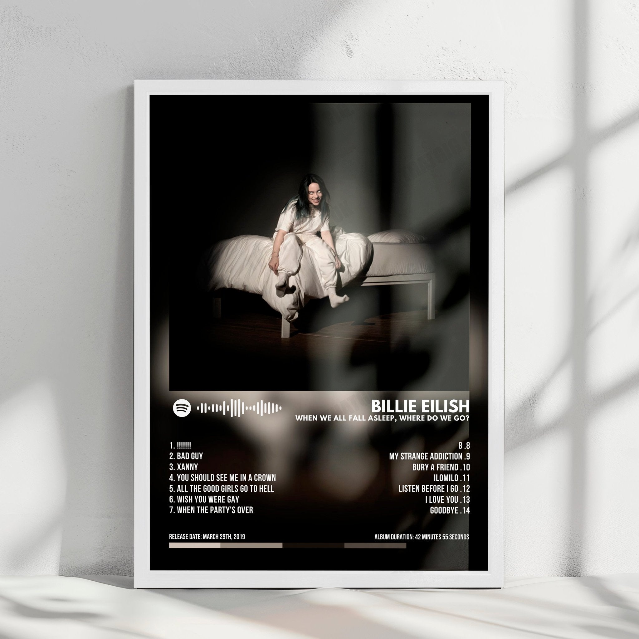 Billie Eilish "WHEN WE ALL FALL ASLEEP, WHERE DO WE GO?" Album Cover Poster - with Complete Tracklist