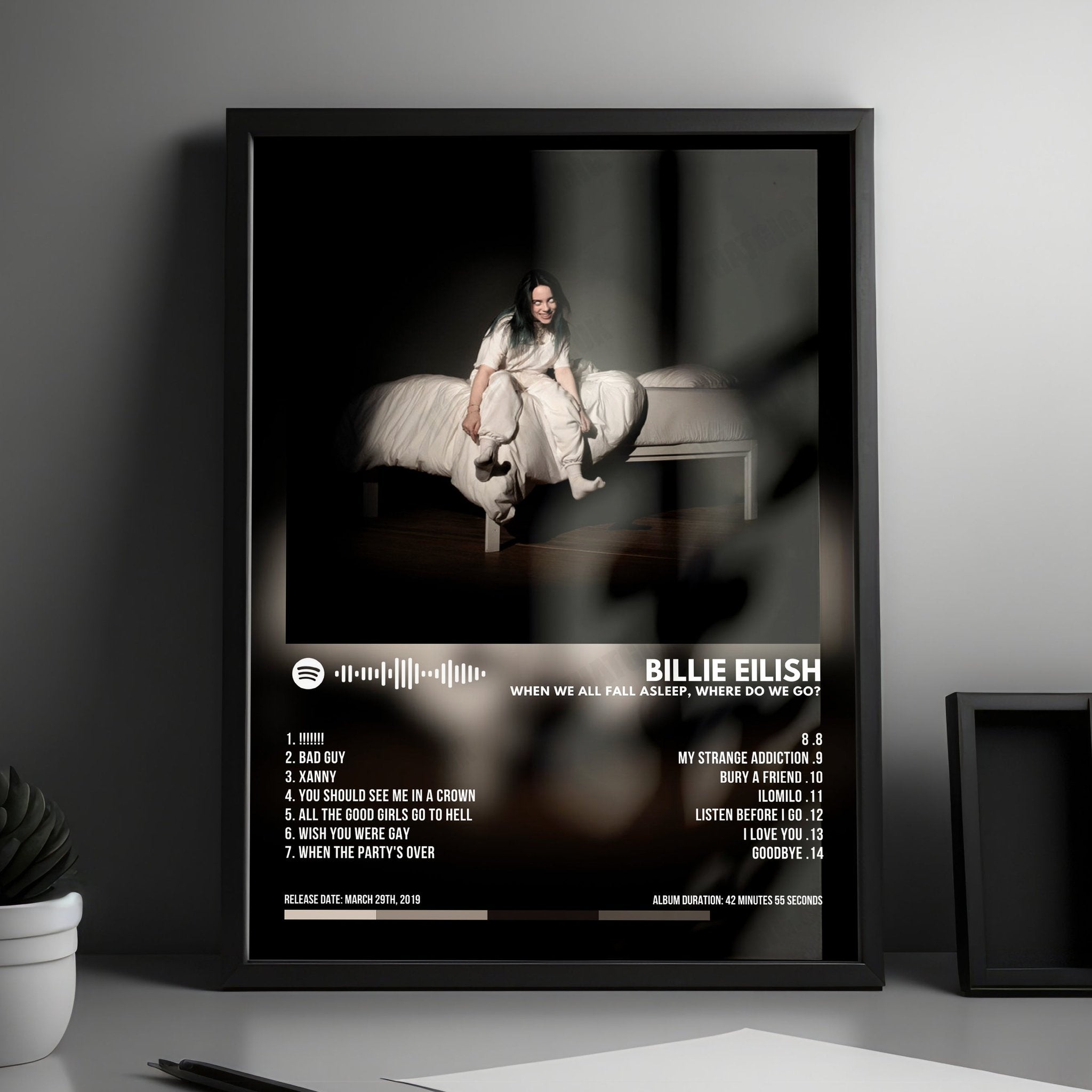 Billie Eilish "WHEN WE ALL FALL ASLEEP, WHERE DO WE GO?" Album Cover Poster - with Complete Tracklist