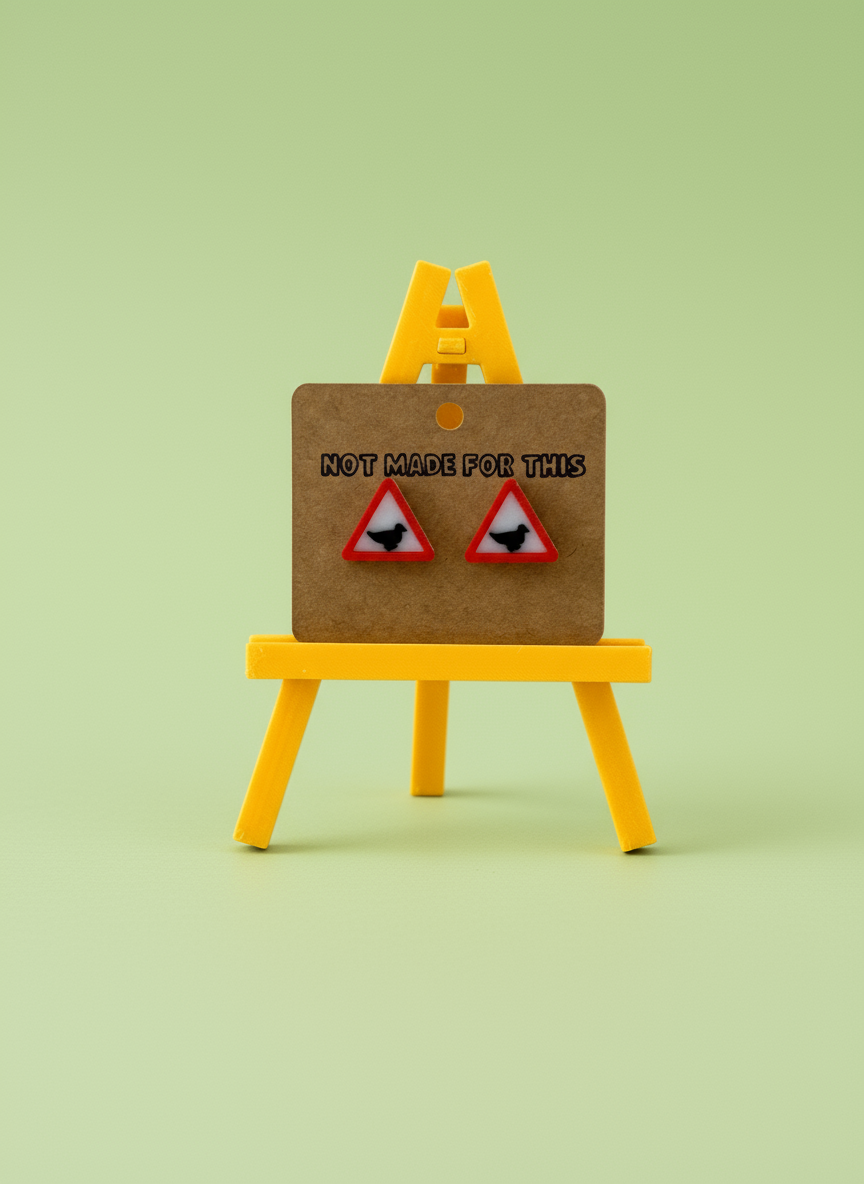 Warning! Ducks Stud Earring