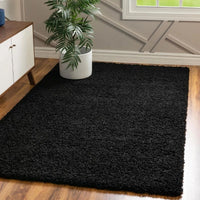 Washable Black Shaggy Rug