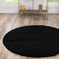 Washable Black Shaggy Rug