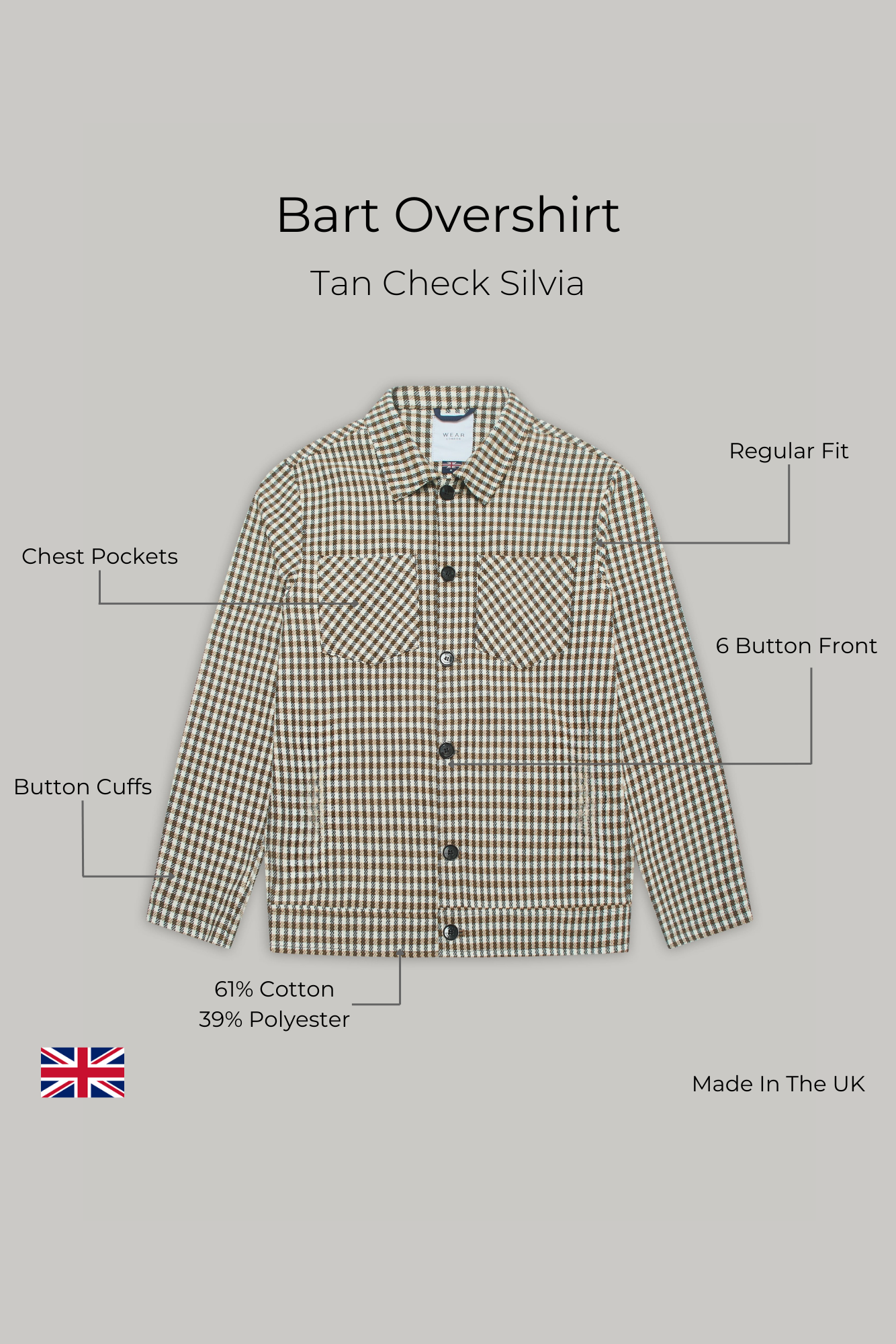 Bart Overshirt - Tan Check Silvia