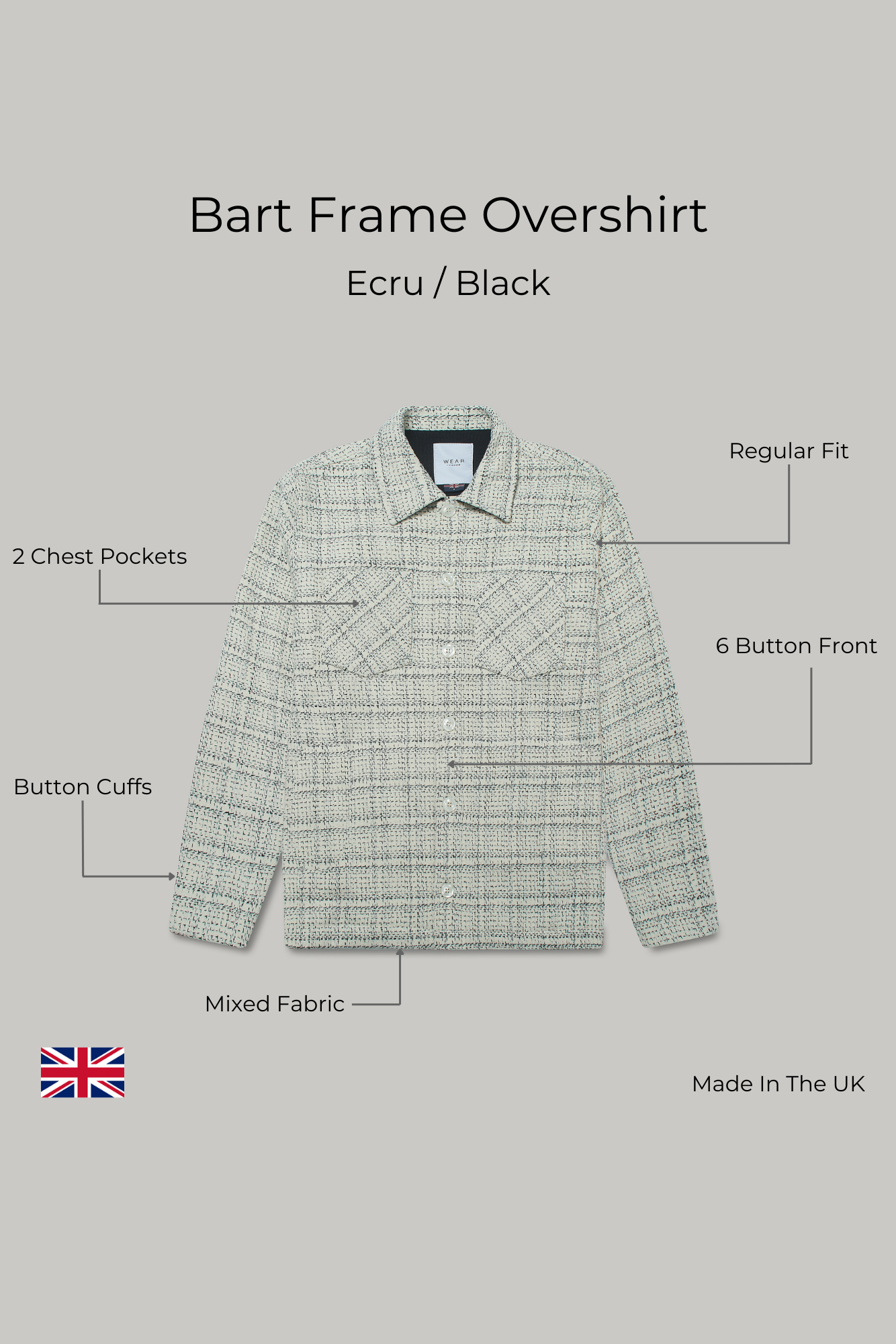 Bart Frame Overshirt - Ecru / Black