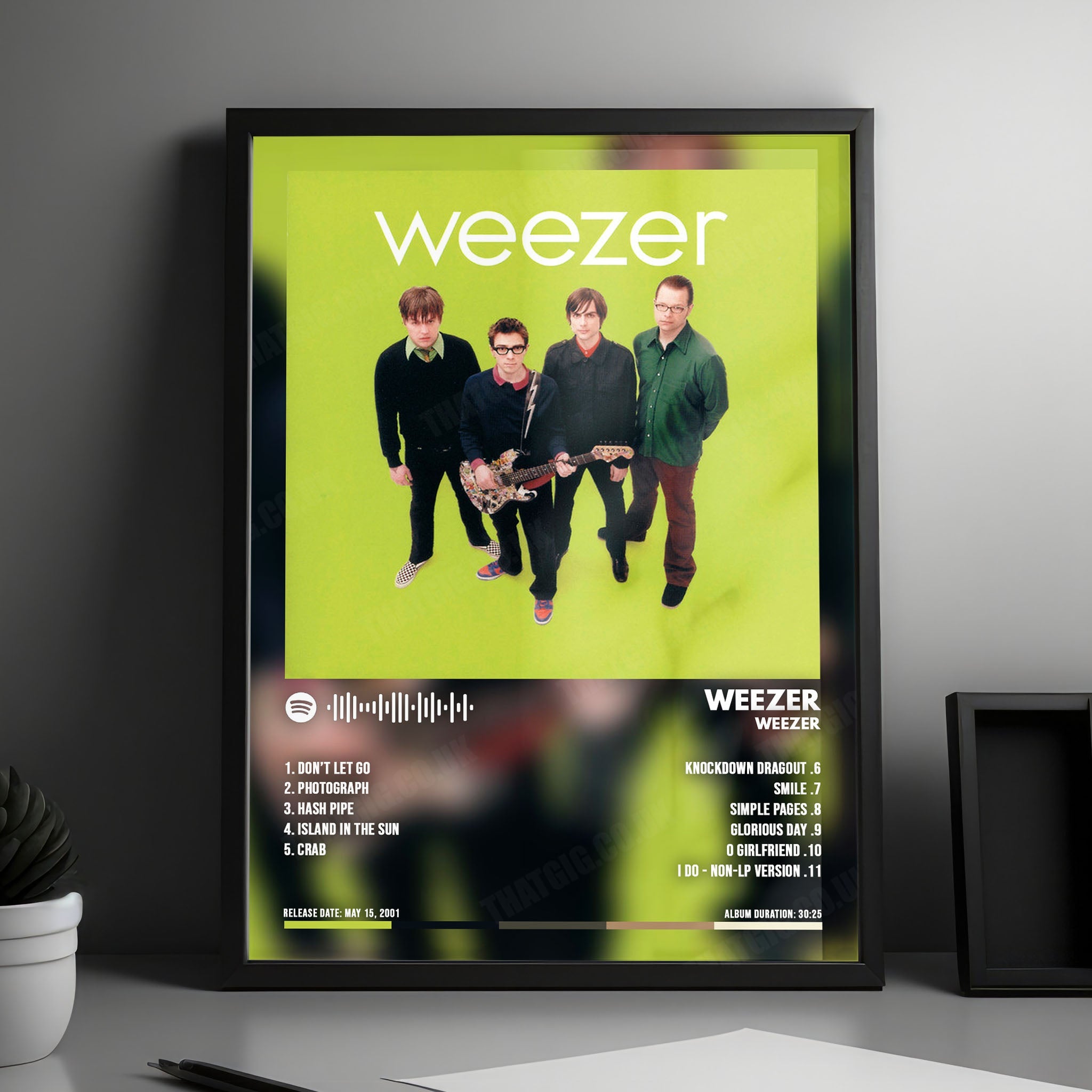 Weezer "Weezer (Green Album)" Album Cover Poster - with Complete Tracklist