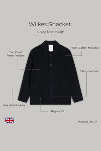 Wilkes Shacket - Navy Moleskin