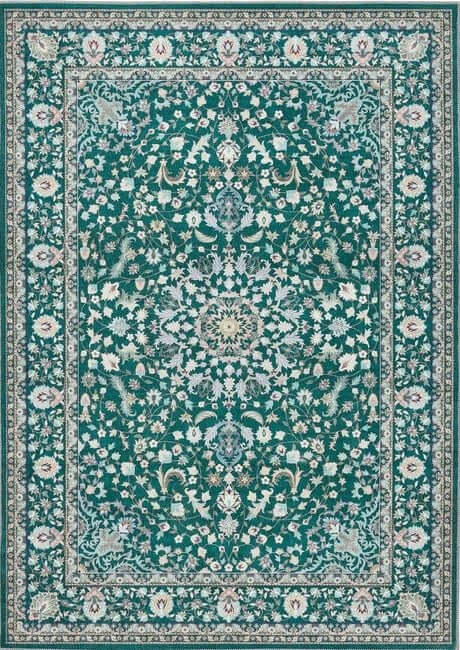 Eco-Washable Medallion Design Green Rug for Modern Homes