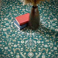 Eco-Washable Medallion Design Green Rug for Modern Homes