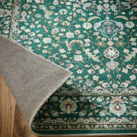 Eco-Washable Medallion Design Green Rug for Modern Homes
