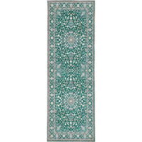 Eco-Washable Medallion Design Green Rug for Modern Homes