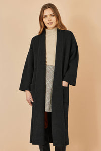 Yumi Black Knitted Maxi Cardigan With Pockets