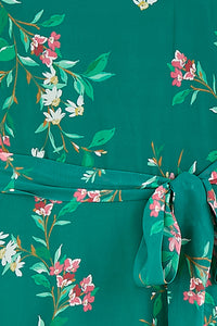 Yumi Green Daisy Print Midi Skater Dress